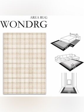 5 x 7 Beige Plaid Area Rug